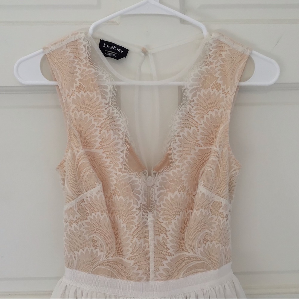 Bebe pale pink lace and tule dress!